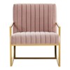 LeisureMod Velvet Accent Arm Chair with Gold Stainless Steel Legs - Montgomery Series for Living Room, Bedroom, Office - 3 of 4
