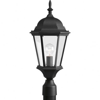Progress Lighting, Welbourne, 1 Light, Post Lantern, Textured Black, Clear Beveled Glass, Shade Included
