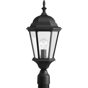 Progress Lighting, Welbourne, 1 Light, Post Lantern, Textured Black, Clear Beveled Glass, Shade Included - 1 of 2