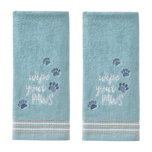 2pk Wipe Your Paws Hand Towel Set Aqua - SKL Home