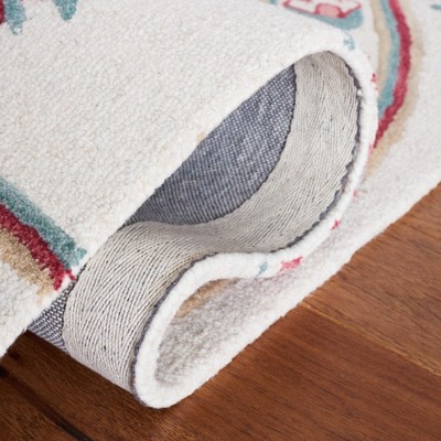 Handmade Ivory Tufted Wool Runner Rug 27" x 8"