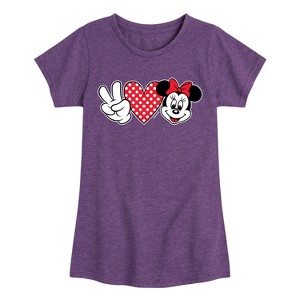 Girls' - Disney - Peace Love Minnie Fitted Short Sleeve Graphic T-Shirt - 1 of 4