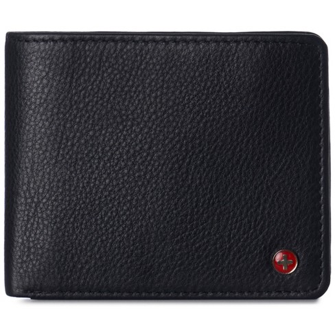 Alpine Swiss Mens Nolan Bifold Commuter Wallet Cowhide One size, Black