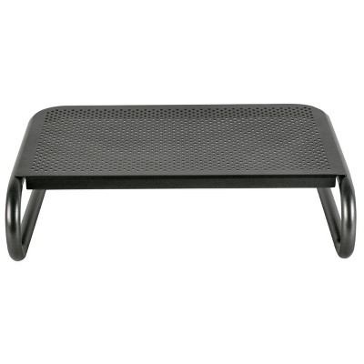 Pearl Black Steel Ergonomic Monitor Stand with Storage