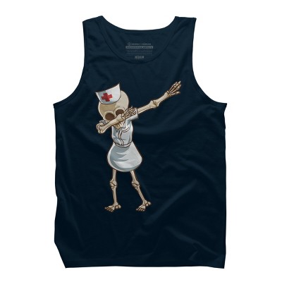 Men's Design By Humans Halloween Dabbing Funny Skeleton Nurse RN Costume Gift By COVI Tank Top
