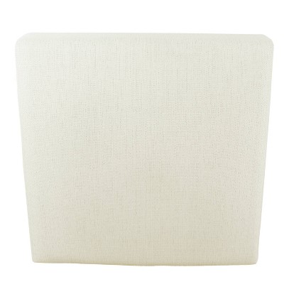 Transitional Square Cream Woven Ottoman Coffee Table with Natural Wood Legs