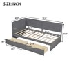Twin Size Daybed with Trundle/2 Drawers and Rustic Guardrail, Grey/Brown-ModernLuxe - 3 of 4