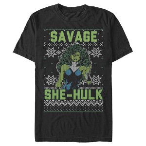 Men's Marvel Ugly Chrristmas She-Hulk Snow T-Shirt - 1 of 4