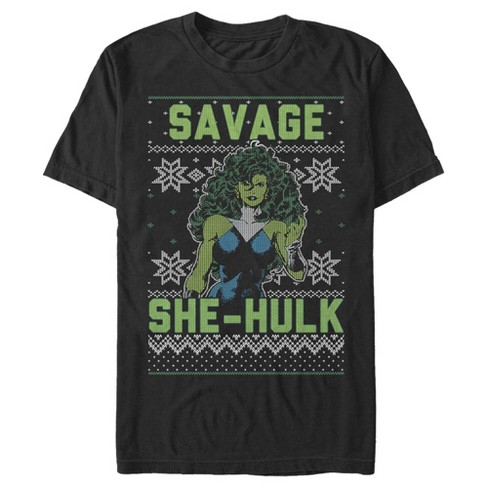 Men's Marvel Ugly Chrristmas She-Hulk Snow T-Shirt - image 1 of 4