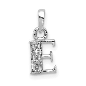 Black Bow Jewelry The Chloe Mini Diamond Accent Initial E Pendant in 14k White Gold - 1 of 4