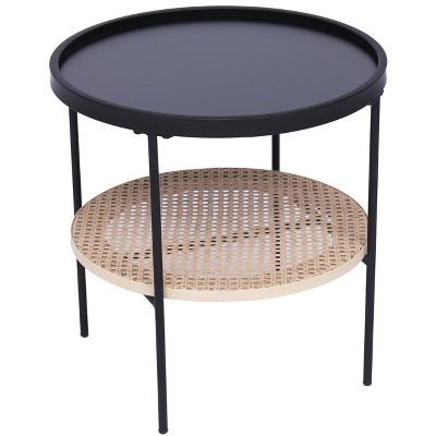 Nordlys etal Side Table with Rattan Storage Modern Design Style Living Room