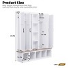 Farmhouse 4-in-1 Hall Tree with Hooks, Entryway Coat Rack and Shoe Storage Cabinet with Seating Bench for Hallway or Living Room-The Pop Home - 4 of 4