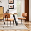 Mid Century Brown Dining Chairs, Modern Kitchen Dining Room Accent Chairs with Faux Leather Cushion Seat - 2 of 4