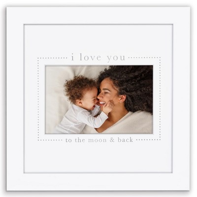 Americanflat Baby Picture Frame - Use as 4x6 with 3 Mats or Display 8x8 Photos without Mat - Signature Collection - White