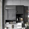 Vynxaria 29" x 28" Modern Wall-Mounted Medicine Cabinet with Mirror and Towel Bar - Space-Saving Bathroom Storage Solution£¬Black - 3 of 4