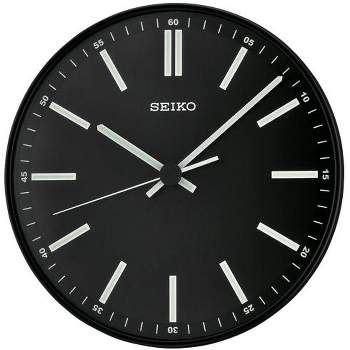 Seiko 12" Landon Black Wall Clock with White Markers