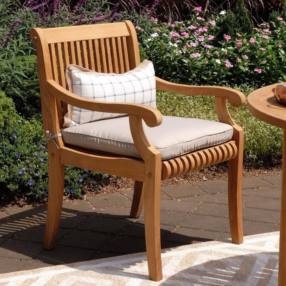 Photos - Sofa Cambridge Casual Mosko Teak Wood Outdoor Dining Chair with Beige Cushion