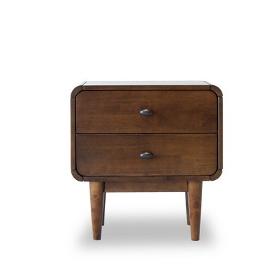 NicBex 15.5 inch Nightstand with 2 Drawers,Modern Side Table with Storage Space and Wood Legs,Bedside Table for Bedroom,Living Room,Brown