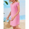 Girl's V Neck Short Sleeve Beach Dress Summer Swimsuit Bikini Cover Up - 4 of 4