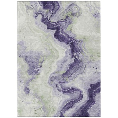 Lavender And Mint Green Abstract Washable Indoor Outdoor Area Rug