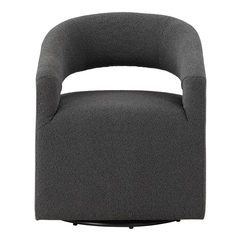 HOMES: Inside + Out Stormherald Modern Boucle Upholstered Swivel Barrel Chair with Open Back, 5 of 10