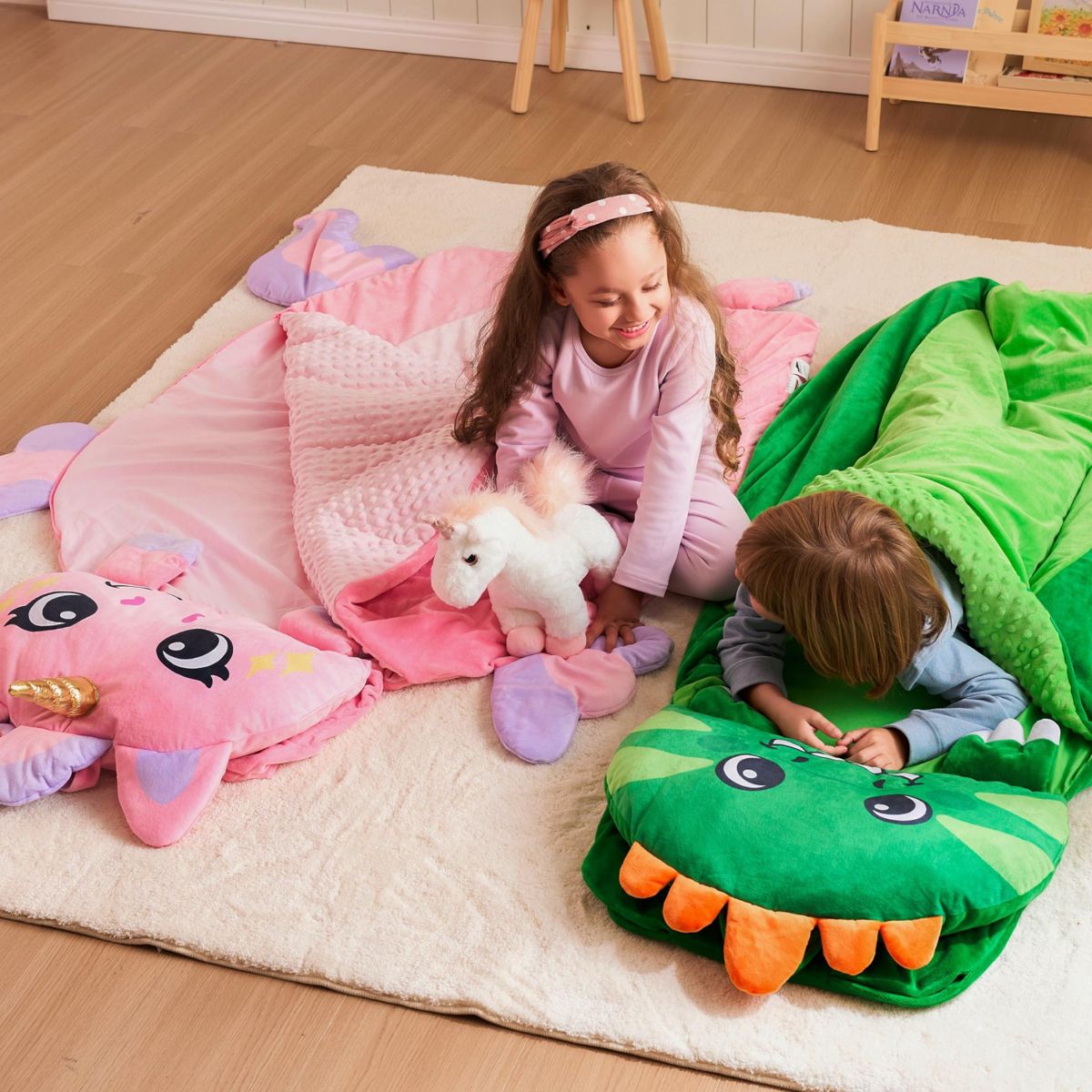 Kids Sleeping Bag Toddler Nap Mat with Pillow & Blanket 60" x 39" for 4 5 6 Year Old Boys Girl Soft Plush Sleeping Mat Preschool Kids Birthday Gifts - thumbnail 6