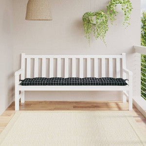 vidaXL Garden Bench Cushion Black Check Pattern 70.9 in.x19.7 in.x2.8 in. Oxford Fabric - 1 of 4