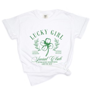 Lucky Girl Social Club Clover - Women's Garment Dyed Graphic T-Shirt - 1 of 4