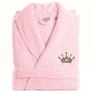 Terry Bathrobe with Cheetah Crown Embroidery - Linum Home Textiles - 1 of 3