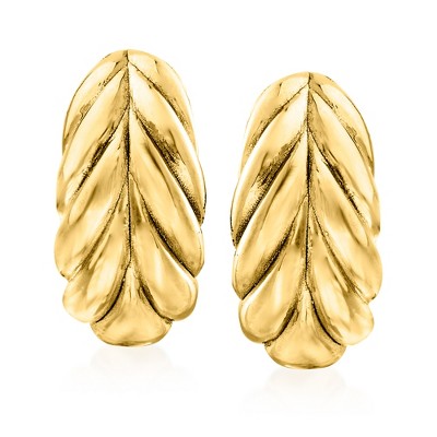 Ross-Simons Italian 18kt Gold Over Sterling Leaf Earrings
