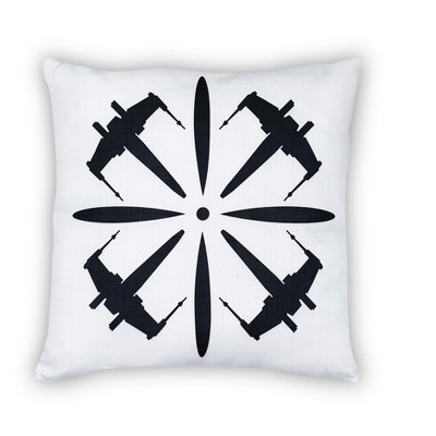 Star Wars White Throw Pillow Black Rebel Insignia 25 x 25 Inches Set of 2