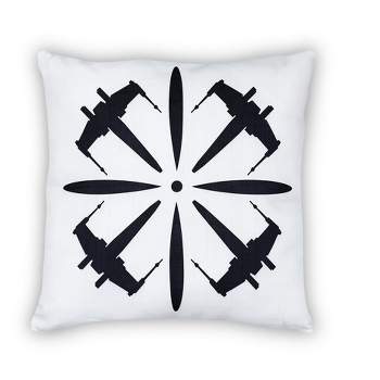 Seven20 Star Wars White Throw Pillow | Black X-Wing Fighter Design | 18 x 18 Inches