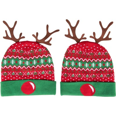 Forbyde strategi helbrede Juvale 2 Pack Beanie Hat For Christmas Xmas, Reindeer Antler Cuffed Fold  Party Hats, Adults Size : Target