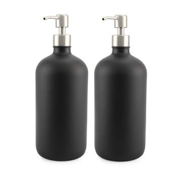 Cornucopia Brands 32oz Glass Pump Bottles w/ Stainless Steel Pumps (2-Pack); Economy Size Dispenser for Oils, Lotions, Liquid Soaps