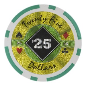 Slickblue Clay Composite Poker Chips 14-Gram 25-Pack, Laser Holo Design, Game Set, Black Diamond, $0.25-$1K - 1 of 3