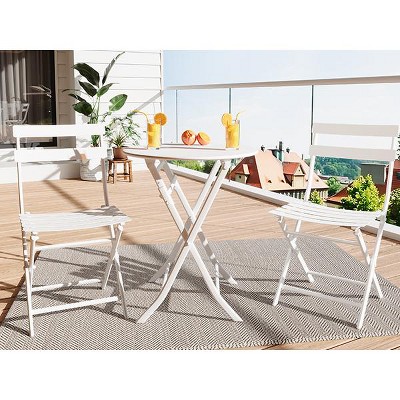 Whizmax 3-Piece Outdoor Bistro Set - Folding Table and 2 Chairs, Metal Patio Furniture for Porch, Garden, Balcony, Poolside