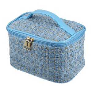 Unique Bargains Plaid Pattern Makeup Bag Cosmetic Travel Bag Woolen Large Makeup Bag for Women 1 Pc - 1 of 4