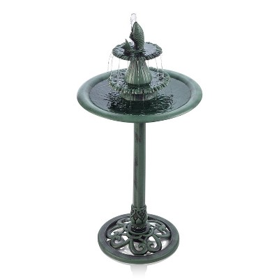 Alpine 40" Tiered Pedestal Fountain with Fish Blue