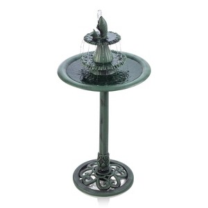40" Tiered Pedestal Fountain with Fish Blue - Alpine Corporation: Weather-Resistant, Electric Power, Sculptural Water Feature - 1 of 4