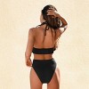 Women's Black Ribbed Cutout Monokini Swimsuit - Cupshe - 3 of 4