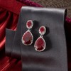 Ross-Simons 12.90 ct. t.w. Ruby and .35 ct. t.w. Diamond Drop Earrings in Sterling Silver - 3 of 4