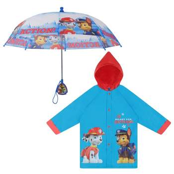 Paw Patrol Raincoat and Umbrella Set, Kids Ages 2-7 (Light Blue)
