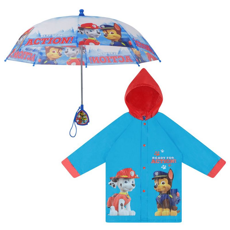 Paw Patrol Raincoat and Umbrella Set, Kids Ages 2-7 (Light Blue), 1 of 7