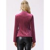 INSPIRE CHIC Women's Notched Lapel Vintage Office Button Front Velvet Blazer - 4 of 4