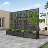 SpassWay Black Metal Planter Box with Trellis Raised Garden Bed with Arbor Privacy Screen with Wheels - 2 of 4