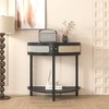 Bella Depot Half Moon Design End Table with Sliding Rattan Door - 2 of 4