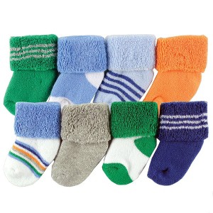 Luvable Friends Baby Boys Newborn and Baby Terry Socks, Blue Orange - 1 of 1
