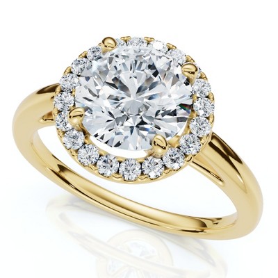 Pompeii3 Certified 1 3/4Ct Halo Round Cut Diamond Engagement Ring 14k Gold Lab Created
