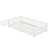 Toddler Floor Bed Frame With Safety Guardrails, Doors, Wood Slat Support Bed, Detachable Platform Bed For Kids Girls Boys - 2 of 4