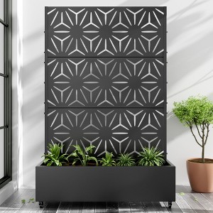 PexFix 72 in. H x 47 in. W Black Metal Rectangle Wall Planter Box with Trellis for Climbing Plants - 1 of 4